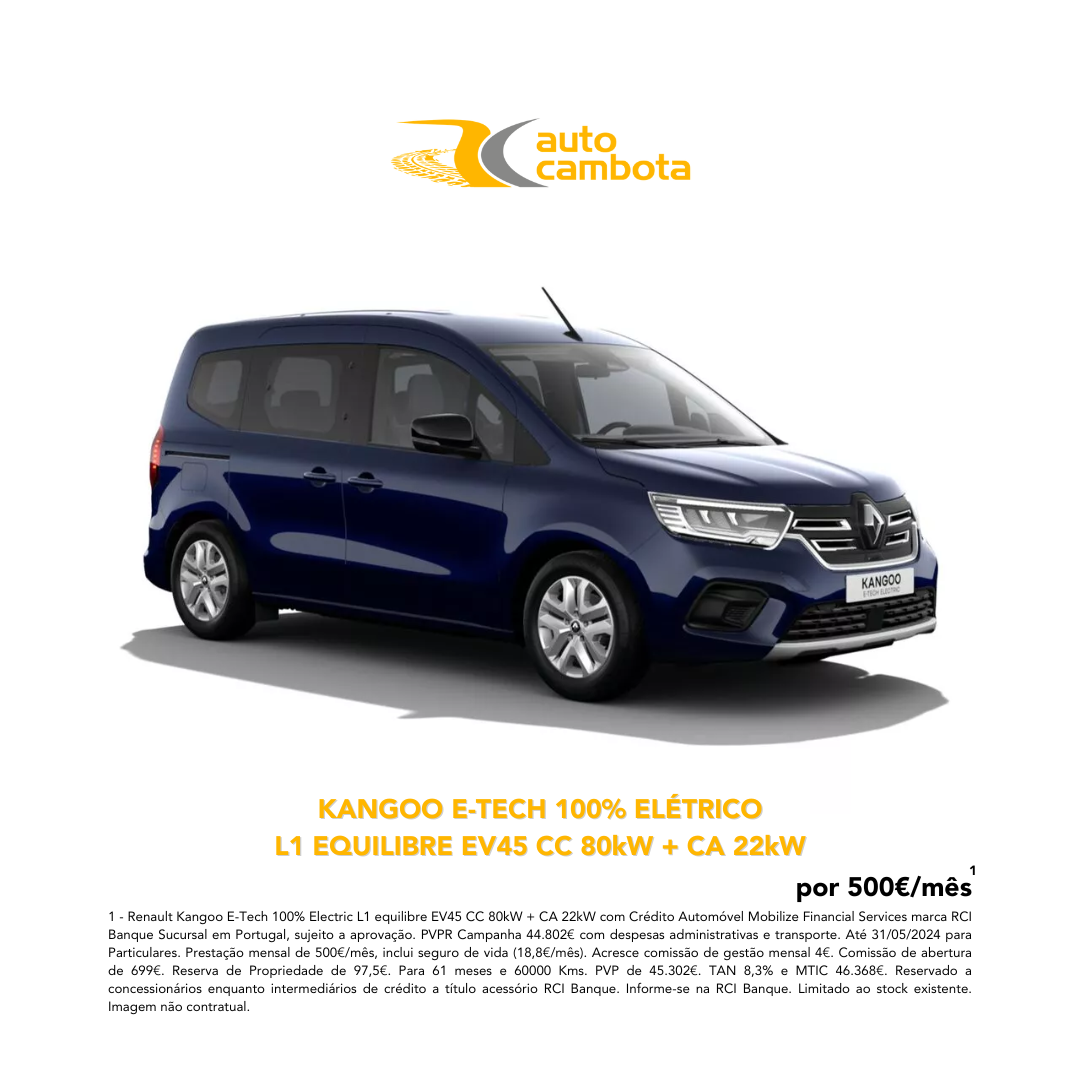 Campanha Particulares: Renault Kangoo E-Tech 100% Elétrico Campanha Particulares: Kangoo E-Tech 100% Eétrico